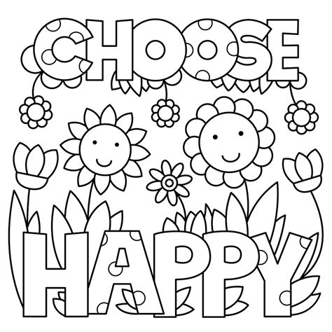 choose happy coloring page quote coloring pages coloring pages