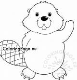 Beaver Coloring Cute Animal sketch template