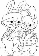 Coloring Easter Bunnies Two Pages Printable Bunny Cute Kids Colouring Choose Board sketch template