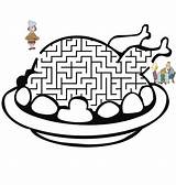 Thanksgiving Kids Maze Mazes Easy Coloring Pages sketch template