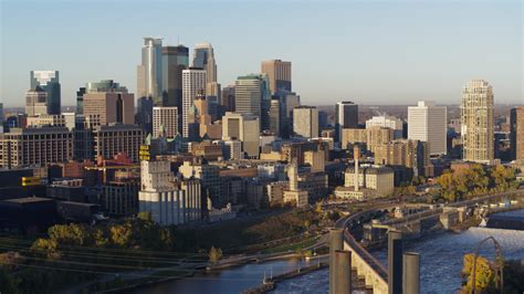 5 7k Stock Footage Aerial Video Passing By The City Skyline Seen From