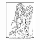 Coloring Angel Warrior Pages Adults Angels Fantasy Printable Gothic Fairies 400px 6kb Stress Drawings sketch template