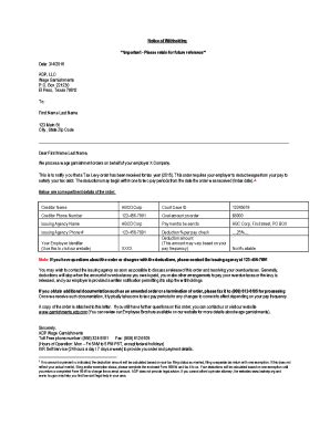 wage garnishment letter  employee template pdffiller