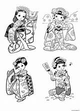 Coloring Japanese Pages Drawing Child Japan Year Chinese Adults Style Little Traditional Printable Asian Coloriage Girl Adult Character Kleurplaten Justcolor sketch template