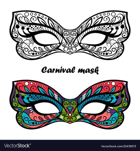 coloring page carnival masks vector image