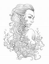 Coloring Pages Fantasy Drawings Color Fairy Adult Colouring Book Drawing Sketches Adults Artwork Inspiration Printable Books Painting Draw Tattoo Deviantart sketch template