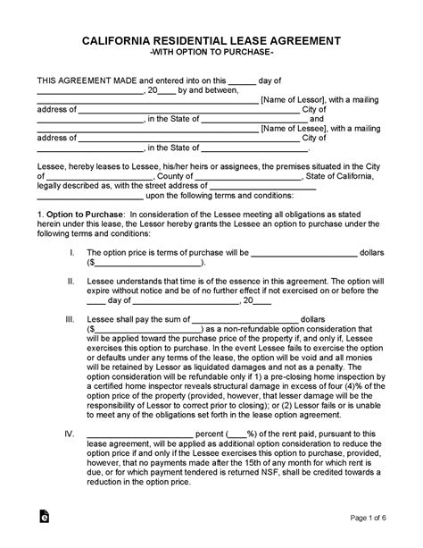 california lease agreement templates