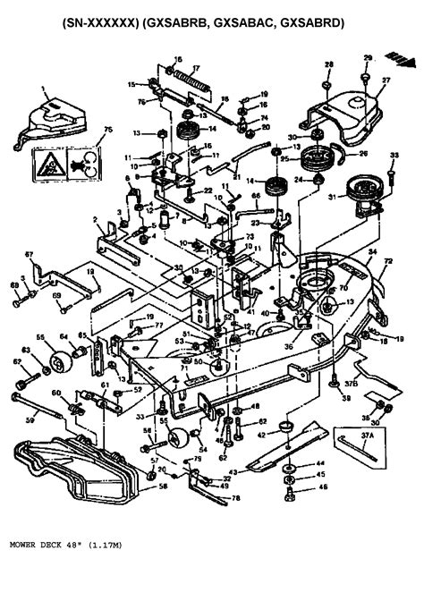 mower deck   diagram parts list  model geargxsabrf