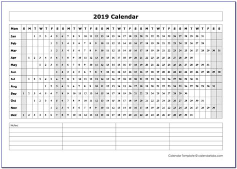 year   glance calendar template excel