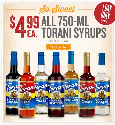 torani flavored syrups      today