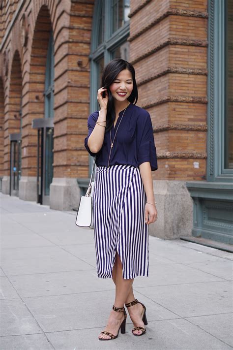 striped asymmetrical pencil skirt skirt  rules nyc style blogger