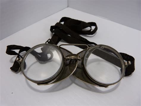 Antique Adjustoglas Safety Glasses Foldable Side Shields Kiwanis