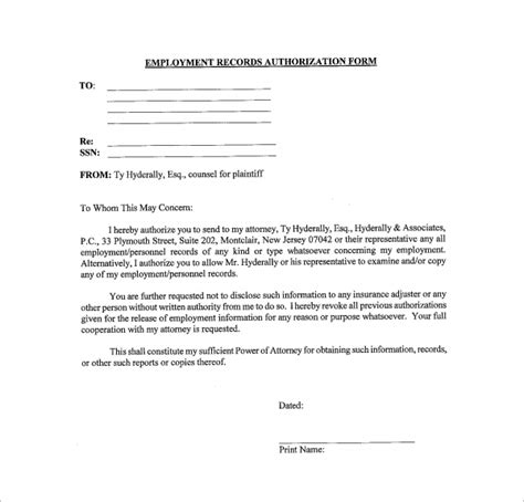 5 Employment Authorization Forms Sample Templates