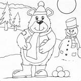 Bear Snowman Teddy Colouring Pages Coloring Snow Print sketch template