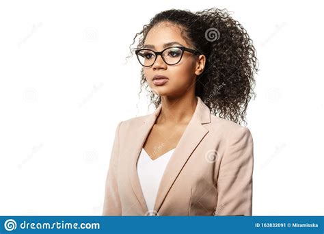 Businesswoman African American Woman In Business Or Teacher On A White