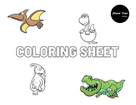 dinosaur coloring print pages  kids home activity etsy