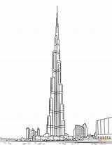 Burj Khalifa Dubai Coloring Pages Drawing Uae Building Sketch Printable Supercoloring Drawings Kids Arab Architecture Color Famous Emirates Al City sketch template