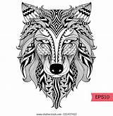 Coloring Wolf Zentangle Detail Vector sketch template