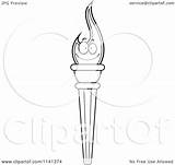 Torch Olympic Coloring Clipart Vector Happy Cartoon Template Outlined Cory Thoman sketch template