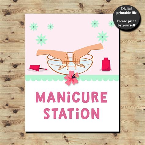 spa party signs spa birthday party signs manicure station etsy