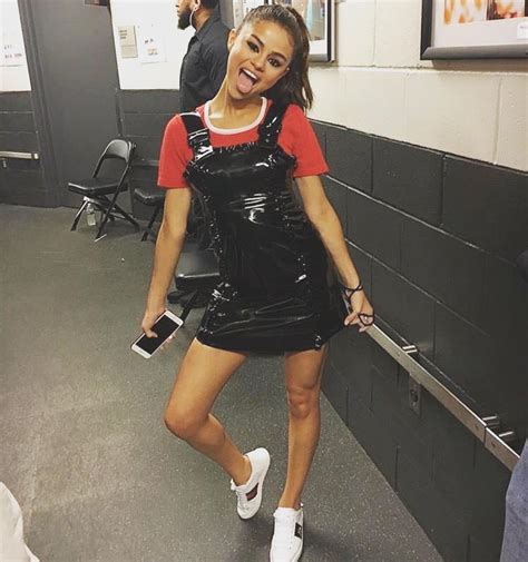 Selena Gomez Wears Alexa Chung Apron Dress To The Weeknds Concert