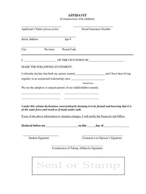 common law marriage affidavit form canada   fill  sign
