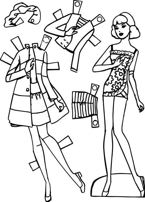 barbie paper coloring pages