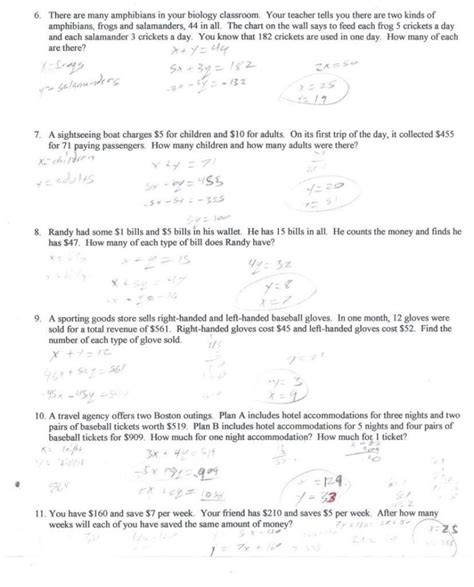 solving systems  equations word problems worksheet key db excelcom