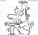 Scared Man Shaking Clipart Outlined Illustration Royalty Toonaday Vector Leishman Ron Regarding Notes sketch template