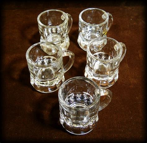 Federal Barware Glass Vintage Shot Glasses 5 Mini Size