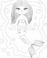 Coloring Stress Underwater Mermaid Anti Outline Drawing Adult Book Beautiful Illustration sketch template