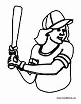 Softball Girl Playing Coloring Pages Player Batter Colormegood Sports sketch template