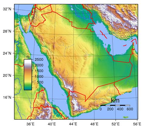 large topographical map  saudi arabia saudi arabia asia mapsland maps   world