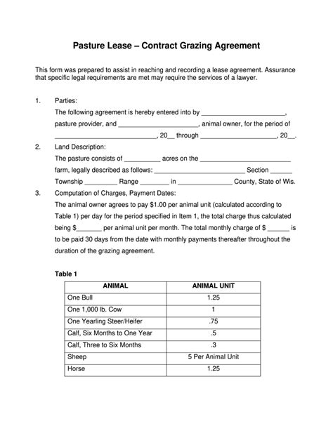 pasture contract fill  printable fillable blank pdffiller