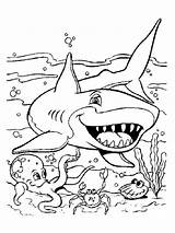 Coloring Pages Sharks Kids Shark Fish Color Print Printable Animals Animal Octopus Crab Funny Adult Children sketch template