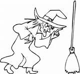 Coloring Pages Witch Halloween Witches Broom Broomstick Kids Her Drawing Color Template Draw Drawings Cat Main sketch template