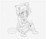 Coloring Girl Anime Cat Pages Line Pngkit Transparent sketch template