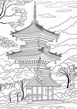 Temple Tempel Japonais Japanischer Favoreads Paysage Malvorlagen Pagoda Coloriages Japanische Buddhist Apprendre раскраски Dessiner Japonaise Kirtland Japon Orientali Sold Japoneses sketch template