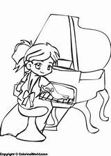 Colouring Piano Pages Girl Coloring Playing Pianos Music Grand Scegli Bacheca Una sketch template