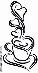 Coffee Coloring Pages Printable Stencils Cup Stencil Wood Burning Mug Color Silhouette Pattern Patterns Crafts Adult Templates Use Designs Mugs sketch template