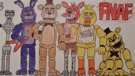 fnaf drawing five nights at freddy s 1 characters youtube