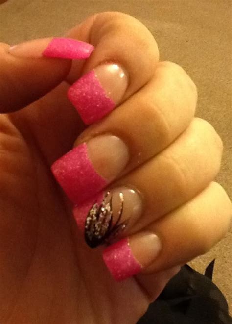Birthday Nails Pretty In Glitter Pink And Black ♥ Birthday Present From