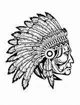 American Headdress Native Clipartmag Drawing Coloring Indian sketch template