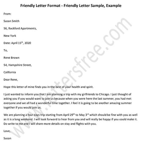 sample friendly letter format   post
