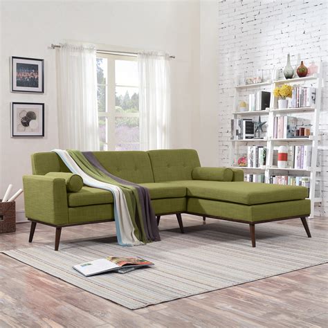 noble house sullivan mid century modern  piece fabric sectional sofa  lounge set green