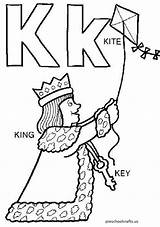 Coloring Pages Letter King Kite Preschool Printable Alphabet Color Crafts sketch template