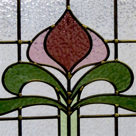 1930s Art Nouveau Stained Glass From Period Home Style