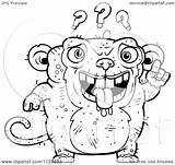 Monkey Ugly Clipart Cartoon Confused Outlined Coloring Cory Thoman Vector 2021 sketch template
