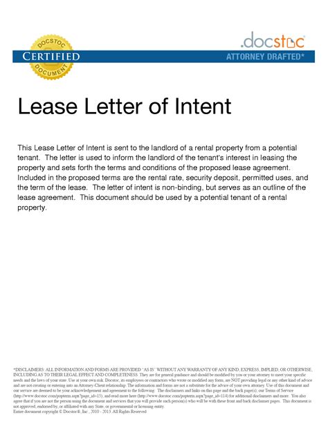 letter  intent  rent template examples letter template collection