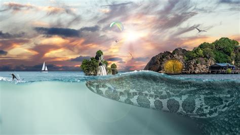 sea island fantasy hd creative  wallpapers images backgrounds